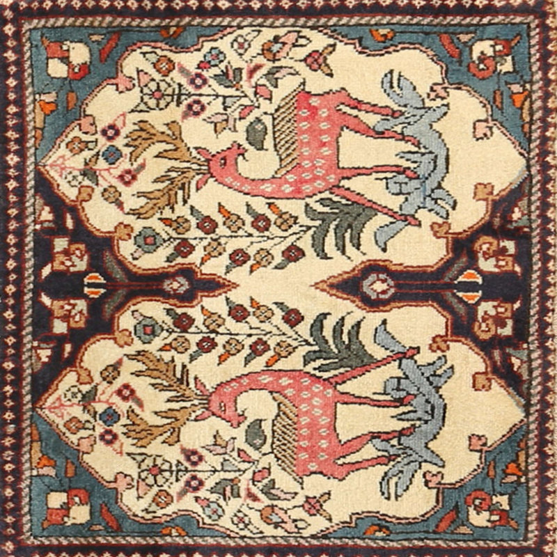 Tapis traditionnel brun / beige, Rond 5 pi