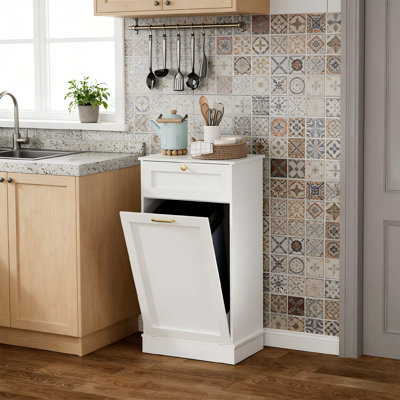 Armoire poubelle multifonctionnelle avec tiroir et rangement