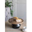 Plateau piédestal rond en bois D12X6 avec détails noirs et support sculptural