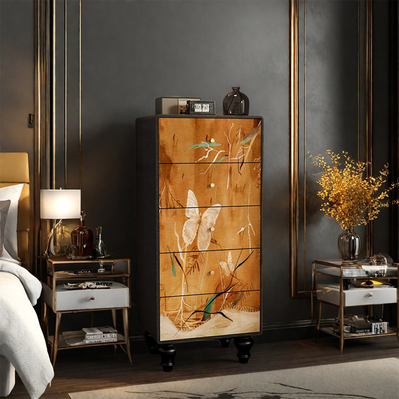 Armoire décorative classique en bois, Noir