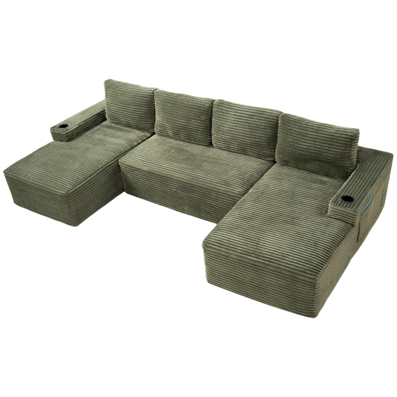 Ensemble de canapé modulaire compressible en forme de U, Vert