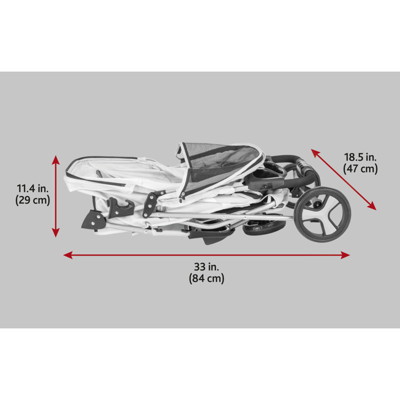 Gray Lightweight and Compact Pet Stroller for Small Dogs and Cats