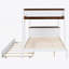 Lit superposé double avec lit gigogne simple, rangement et bureau, blanc et noyer-211311554-211311557