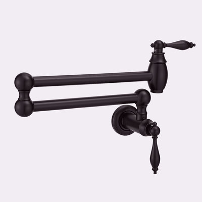 Robinet de remplissage de pot, robinet de remplissage de pot mural commercial, robinet de cuisine pliable en laiton, robinet de machine à café avec bras articulés doubles articulés, style A, noirci