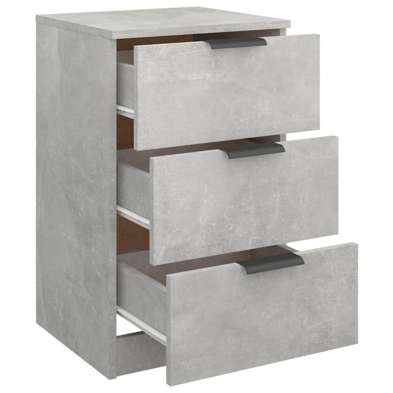 Ivell Bedside Cabinets, Concrete Grey, Set of 2