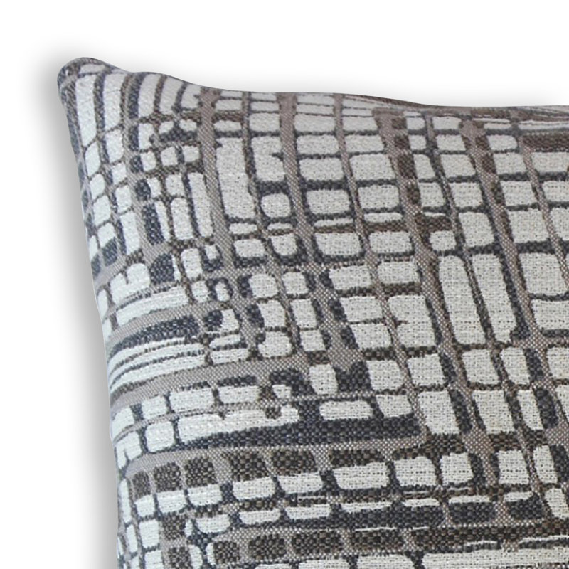 Oreiller géométrique Eadoin, 20 po x 20 po, Coussin décoratif, Brun
