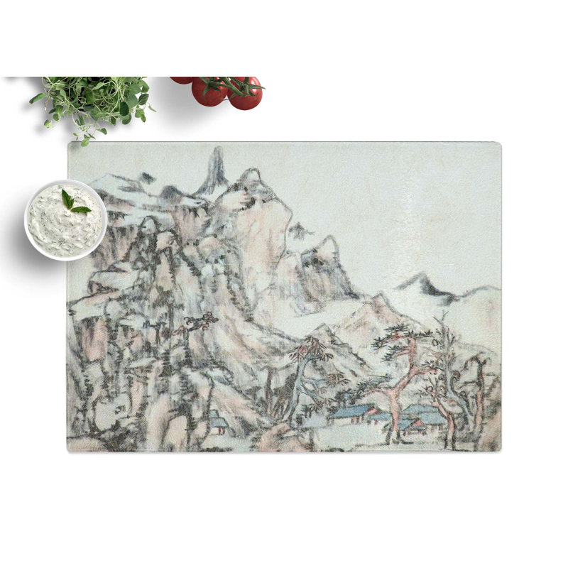 Tempered Glass Mountain Landscape by Bada Shanren Chopping Board, 39 cm x 28.5 cm