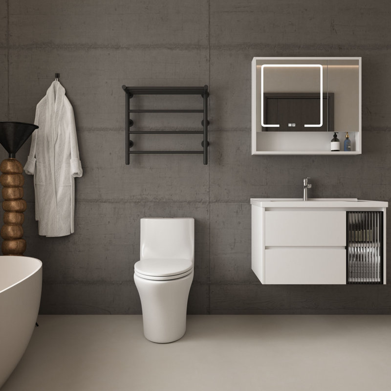 Toilette moderne une pièce, toilette standard pour salle de bain à double chasse 1,1 / 1,6 GPF, hauteur de chaise allongée