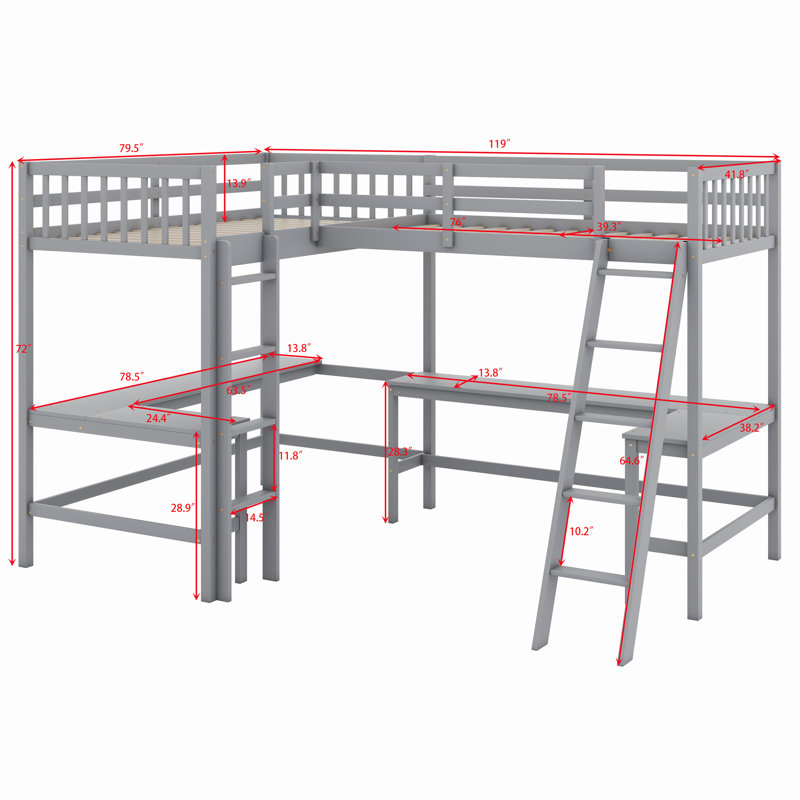 Lit mezzanine simple avec bureau intégré Jaseer par Harriet Bee