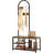 Entryway Bench With Coat Rack And Shoe Shelf – All-In-One Storage Organizer For Foyer, Hallway, Or Cloakroom, Rustic Brown And Black