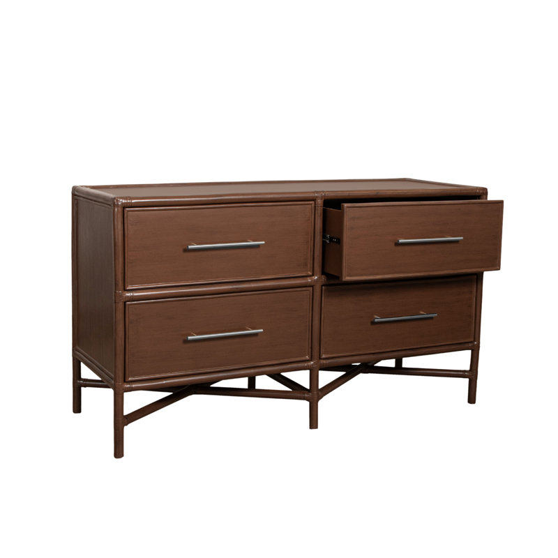 Commode double Venise à 4 tiroirs, largeur de 137 cm, Cacao