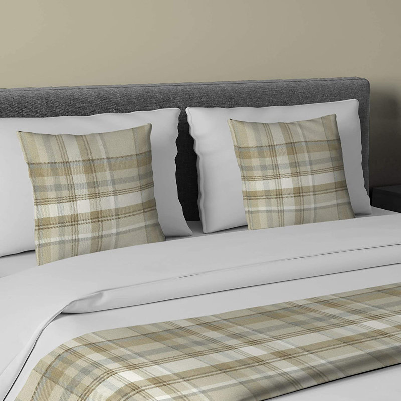 Harworth Polyester Tartan Bedspread, Beige/Cream
