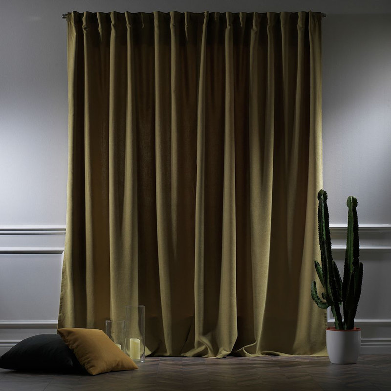 Panneau simple décoratif occultant très long et très large doublé, L 100 po x L 252 po, Vert olive