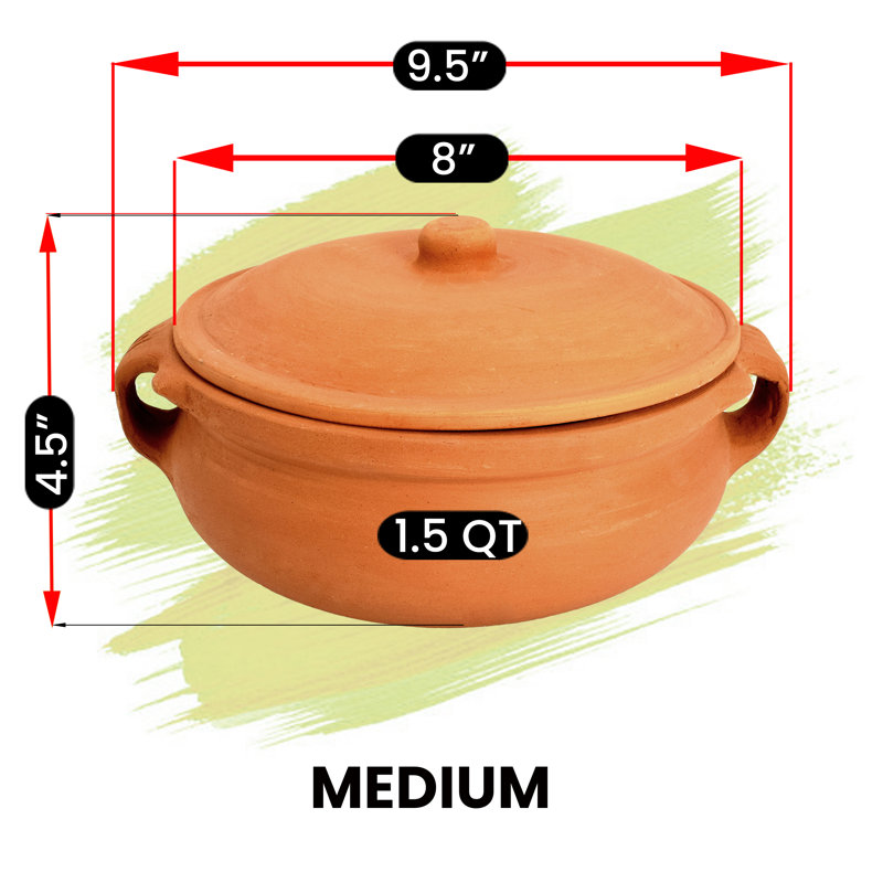 Ancient Cookware® Clay Curry Pot Medium 8inches, 8" W