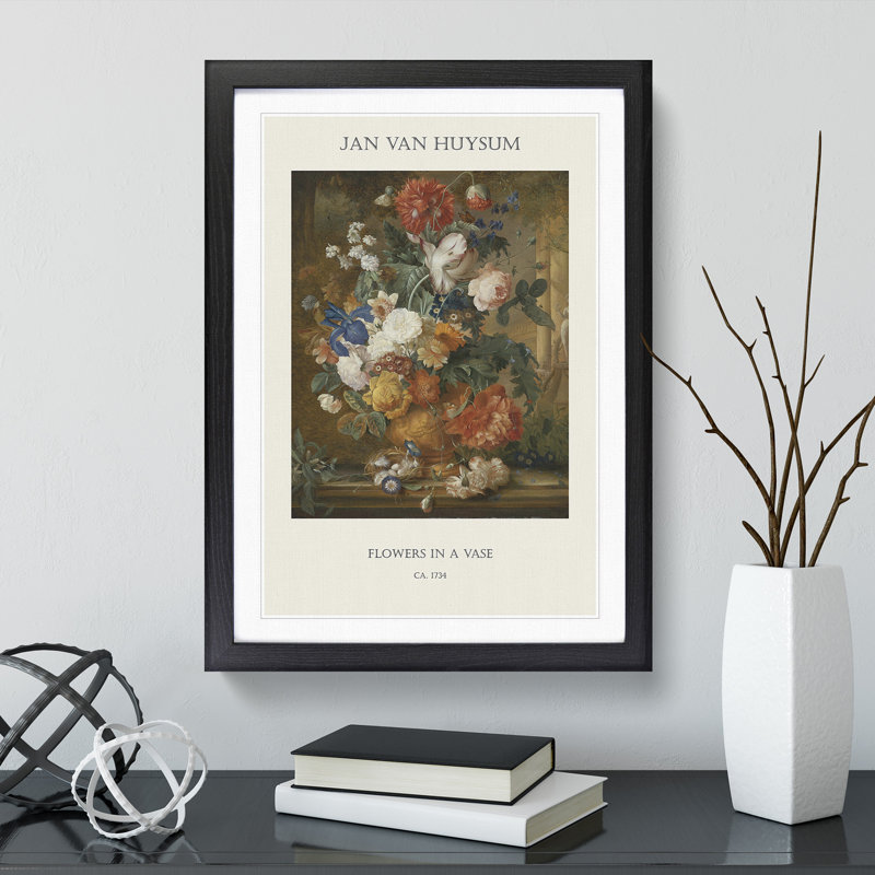 Still Life With Flowers Vol.5 by Jan Van Huysum - Single Picture Frame Print, 48cm H x 36cm W x 2cm D, Black Framed