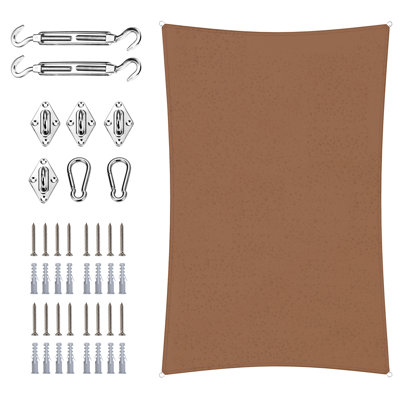 Royal Shade Waterproof 7' x 12' Rectangle Shade Sail With Hardware Kit