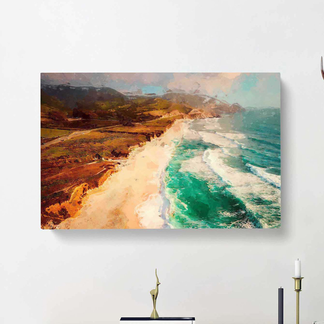 Coastline in California in Abstract - Wrapped Canvas