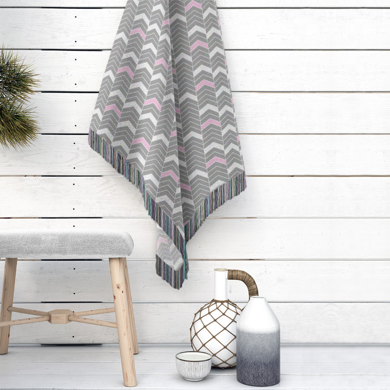Couverture en coton tissé Rhonda, l 60 po x L 80 po, Rose