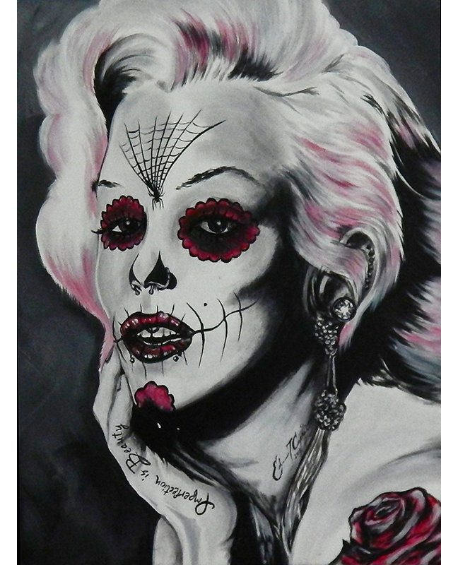 Reproduction d'art graphique sur toile «Tatooed Marilyn Monroe», H 16 po x l 12 po x P 1,5 po