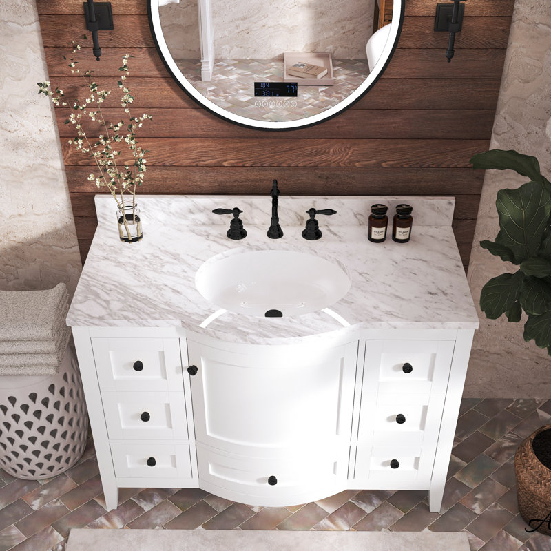 Ensemble de meuble-lavabo simple 48 po Lauren, Noir mat, Blanc