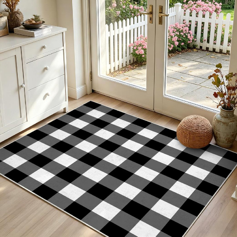 Tapis noir / blanc transparent Clear Buffalo, Rectangle 39" x 63"