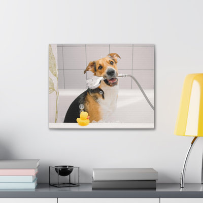 «Cute Mongrel Bath», art mural sur toile
