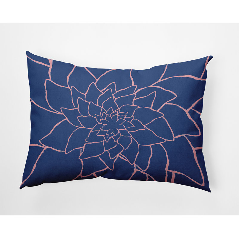 Coussin lombaire à motif floral, Bleu royal / rose