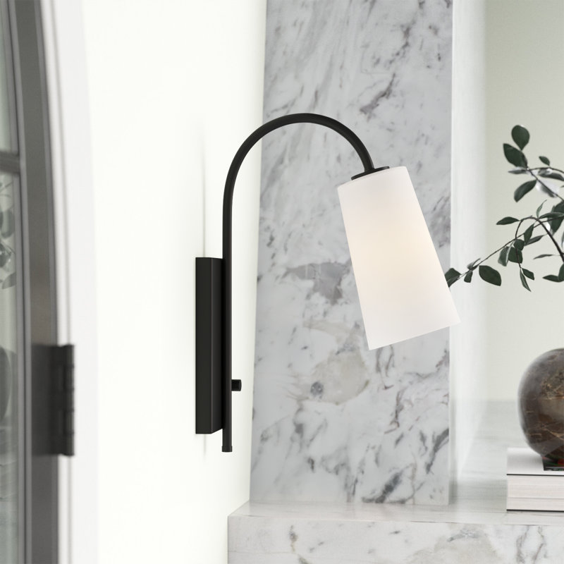 Alexa 1 Light Aged Brass Wall Mount, Black