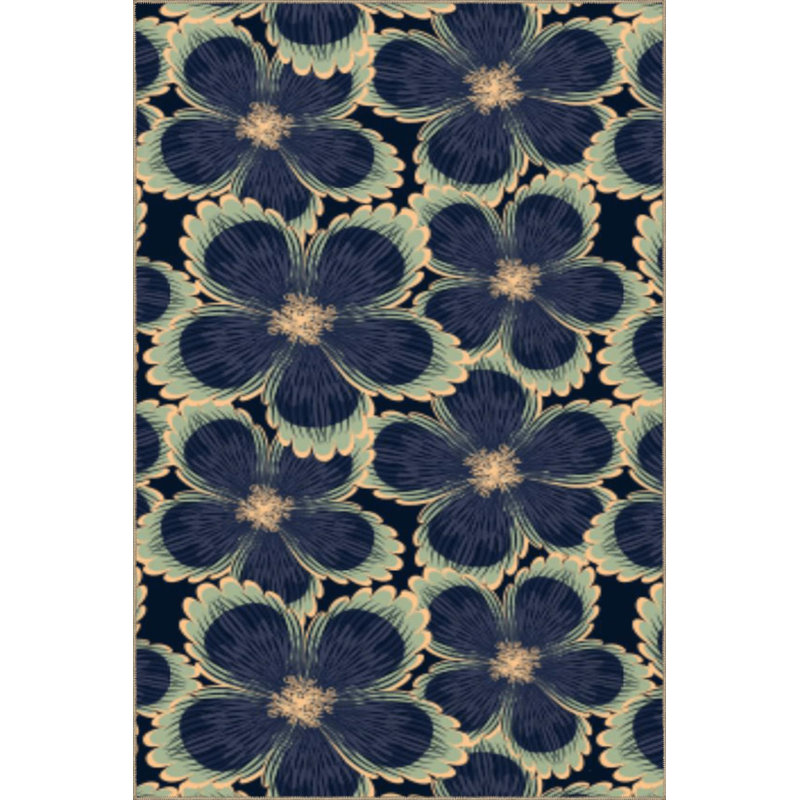 Tapis décoratif moderne à motif floral noir, Tapis de couloir 2 pi 6 po x 9 pi 10 po inclus