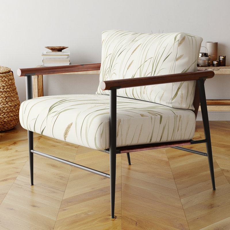 Chaise d'appoint Floral, Bras ronds bruns