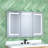 48 In. W X 30 In. H Rectangular Silver Aluminum Recessed/Surface Mount Medicine Cabinet With Mirror LED And Clock