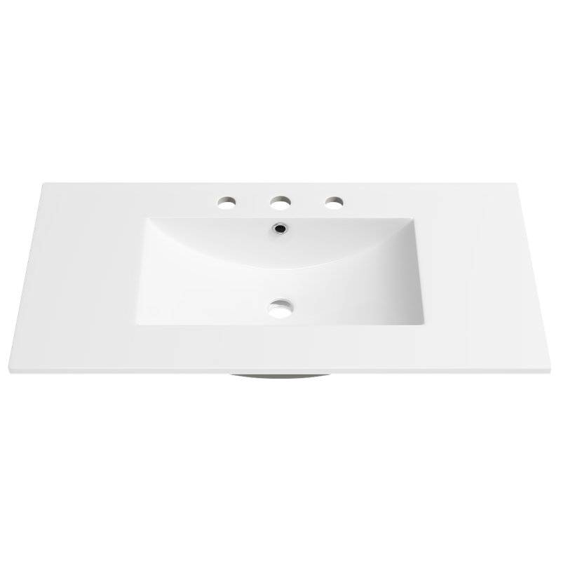 Tucson 36" W x 18" D Vitreous China Rectangular Single Vanity Top Sink in White (Sink Only), Widespread Faucet