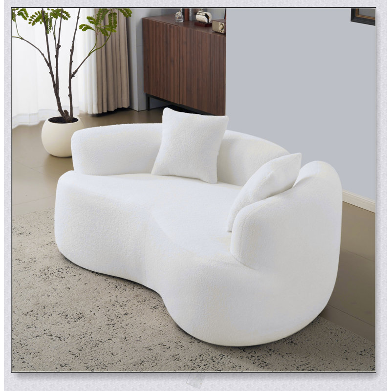 Causeuse incurvée de 66,93 pouces avec éponge à compression complète, tissu en velours de peluche, canapé compact sans assemblage pour les petits espaces et les appartements