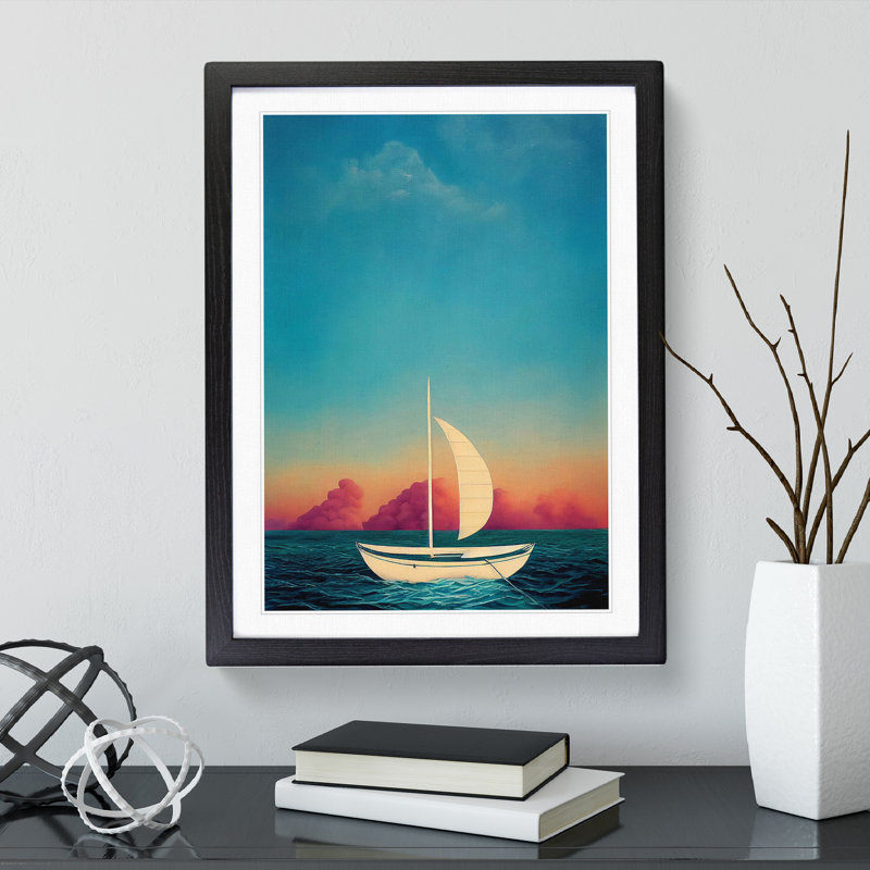 Sailing Boat - Framed Print, Black, 64cm H x 46cm W x 2cm D