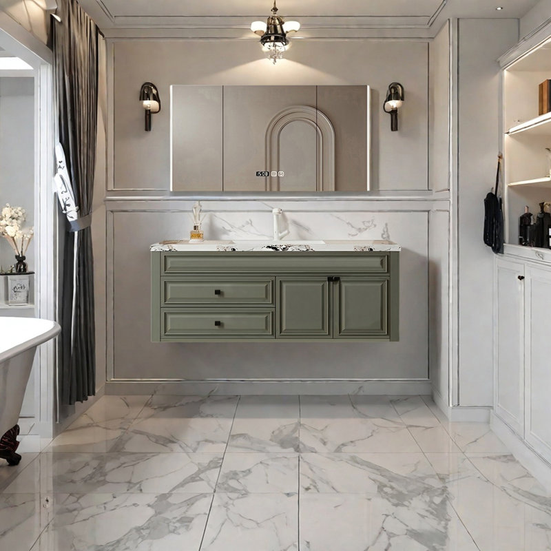 Armoire de salle de bain style français, Vert, 55"