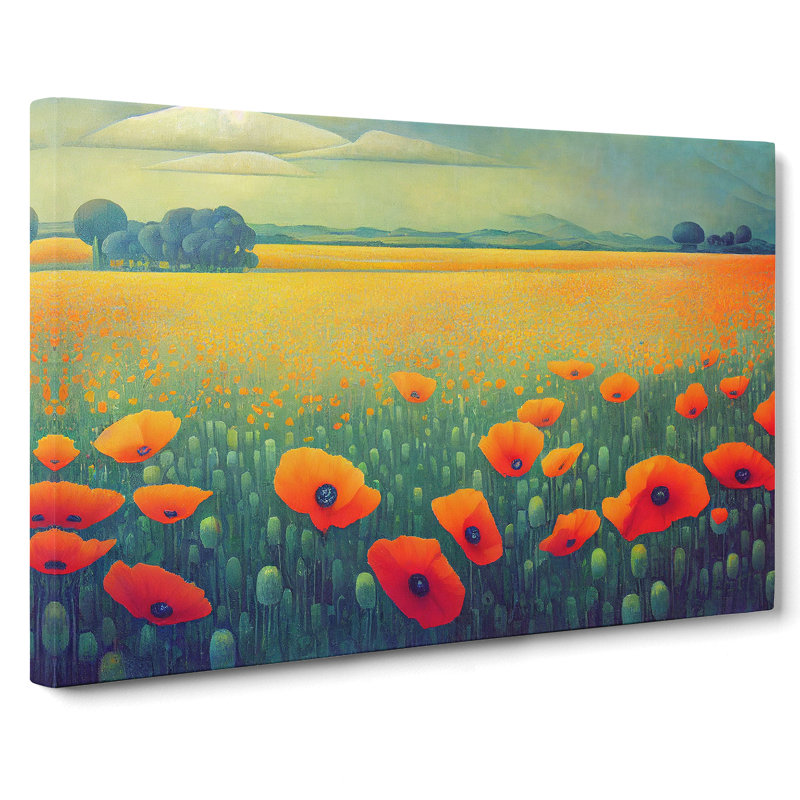 Grand Poppy Field Flowers - Wrapped Canvas, 35cm H x 50cm W x 3cm D
