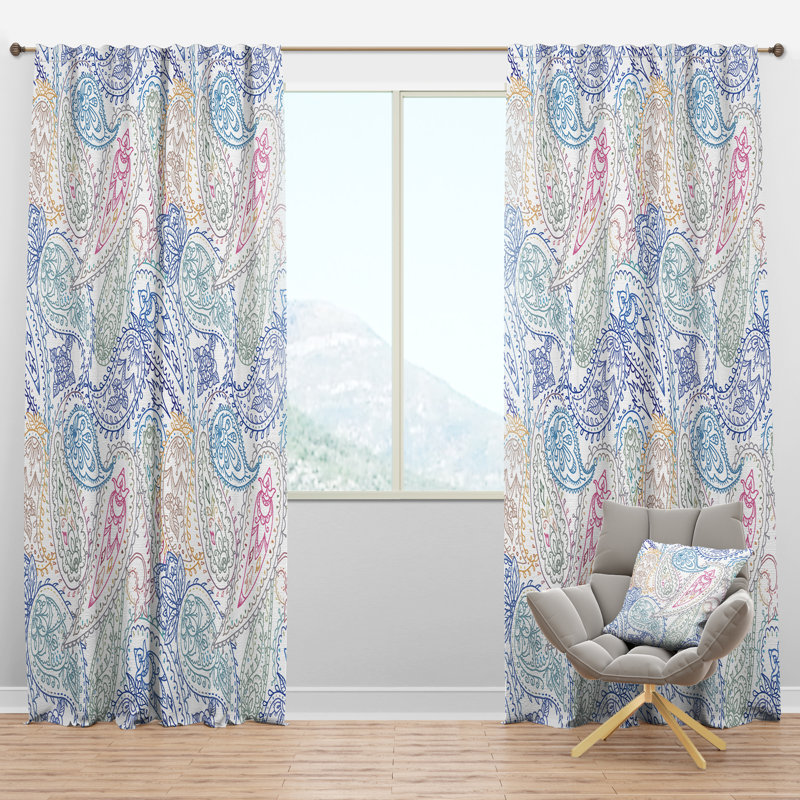 Indian Paisley Pattern - Abstract Curtain - Velvet Room darkening - 1 panel, 52" W x 120" L