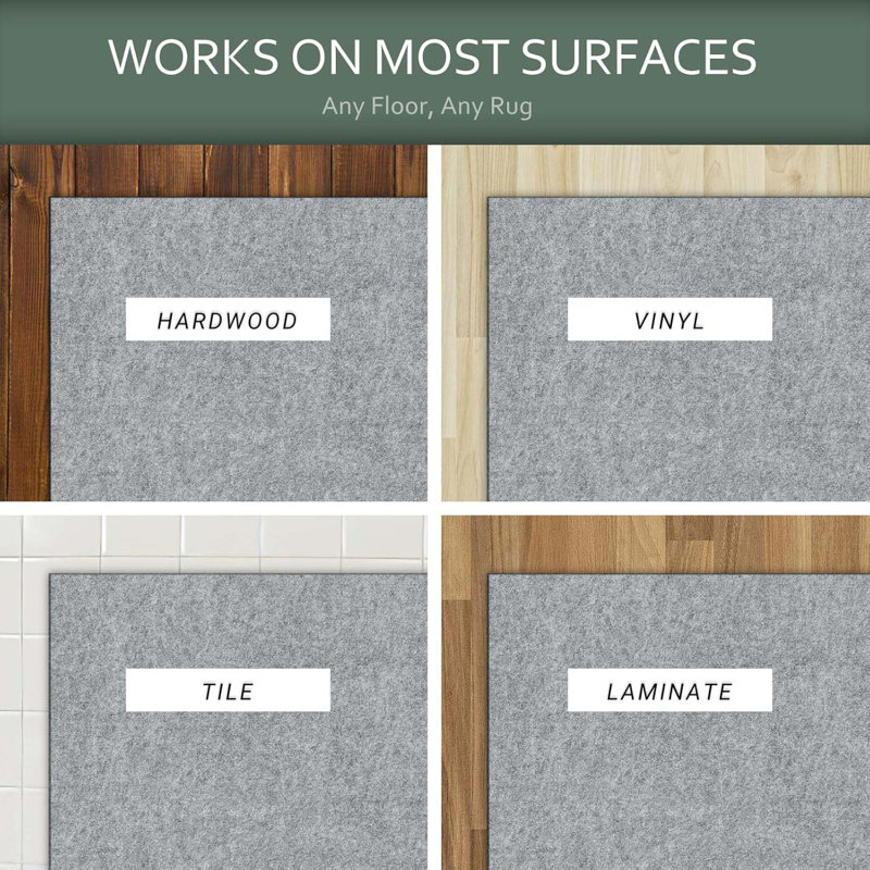 Non Slip Rug Pad Grippers - Thick, Felt + Rubber Double Layers Carpet Mat, Provides Protection And Cushioning For Hardwood Or Tile Floors, Secures Rug Position And Reduces Noise