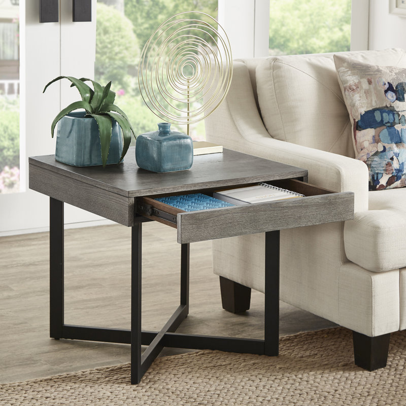 Table de bout avec rangement Burch, Gris