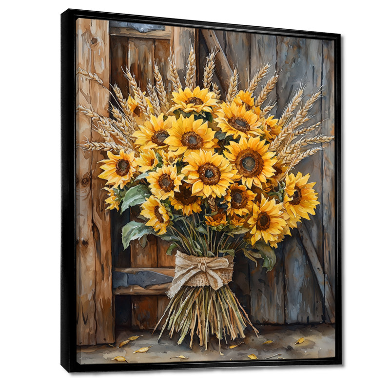 Stites - impressions sur toile florales, Noir, Impression encadrée flottante, H 20 po x l 12 po