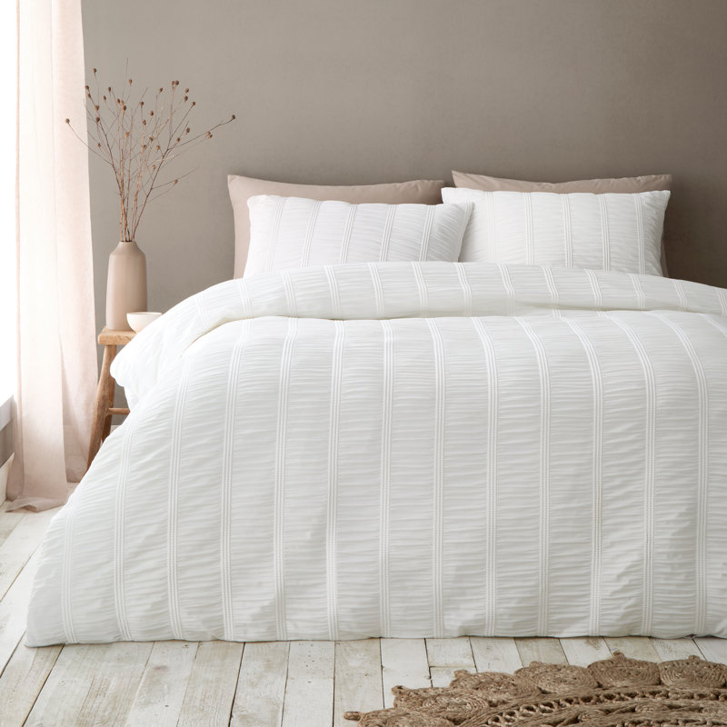 Waffle Seersucker Bedding, Super King, White