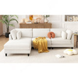 Modern Modular Sectional Sofa With Movable Ottoman, 110 Inch 4 Seat  Sofa Set With 5 Pillows, Unique Piping Stitch Design, Convertible L-Shaped Sofa For Living Room, Office & Spacious Rooms