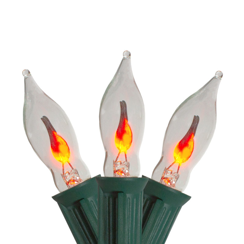 Ensemble de 10 lumières d'Halloween flamme scintillante C7 - fil vert 9 pi