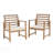 Outdoor Acacia Wood Club Chairs, 2-Pcs Set, Natural Stained / White, Durable And Water-Resistant For Patio And Garden