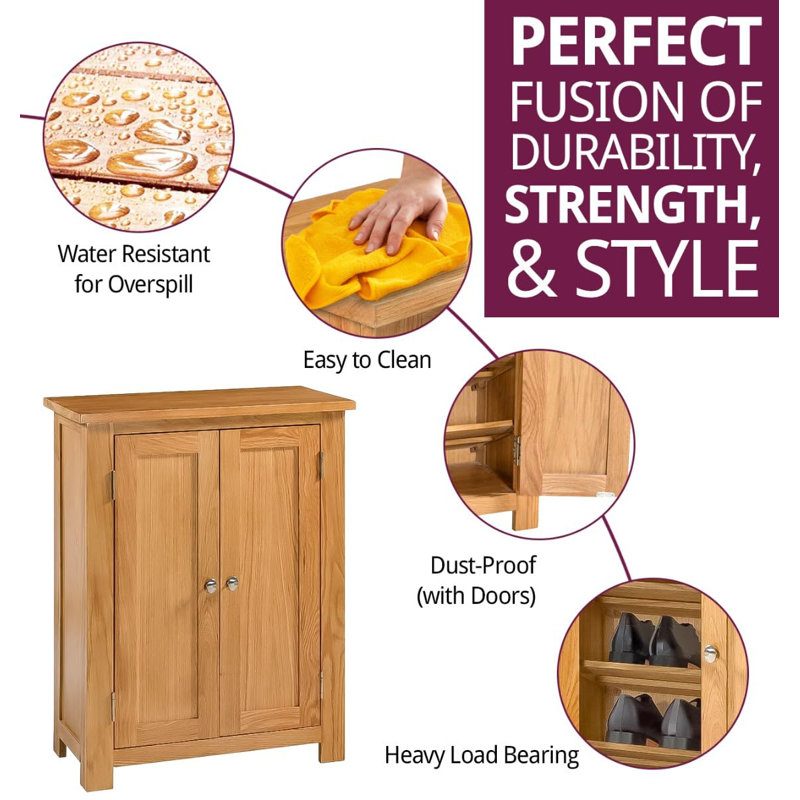 Hatcher 12 Pair Solid Wood Shoe Storage Cabinet