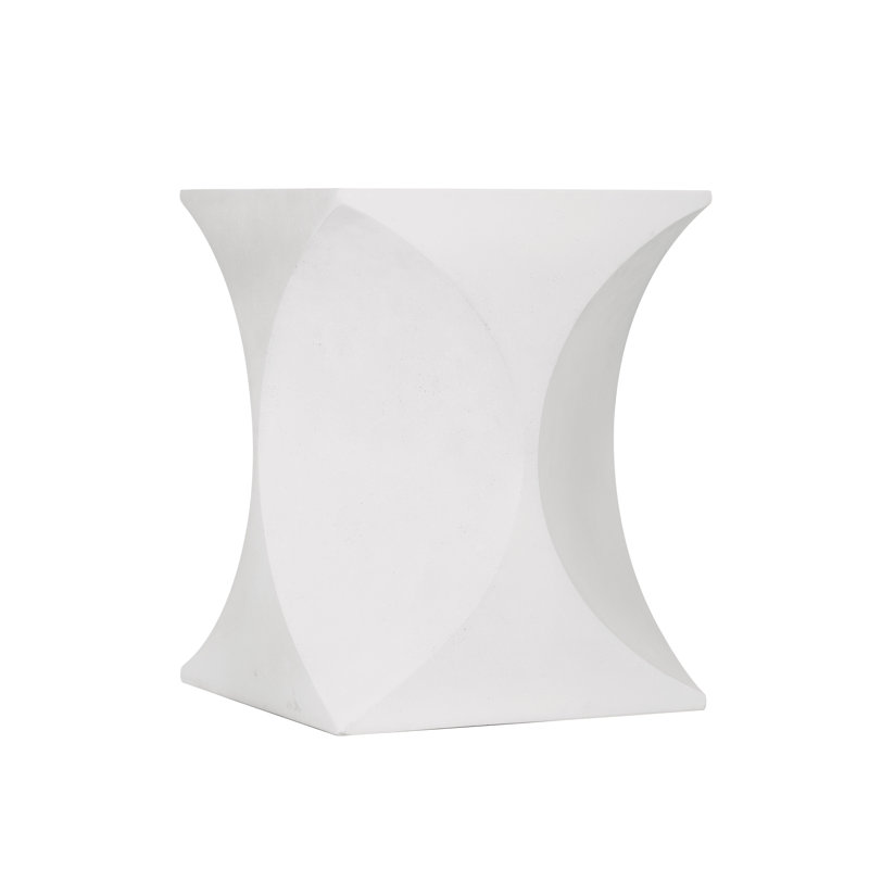 White Square Stonecast Outdoor Side Table