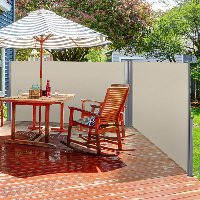 Outsunny 600cm W x 152cm D Polyester Cover Retractable Freestanding Awning, Cream