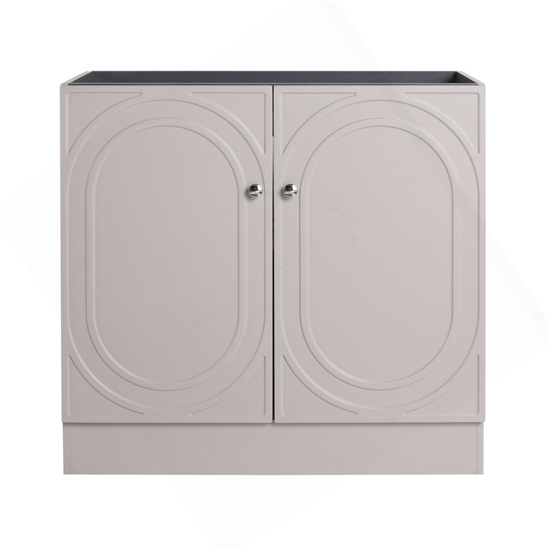 Meuble-lavabo autoportant 36 po et 2 portes d'armoire à fermeture en douceur (emballage KD) - sans le lavabo, Argent argent