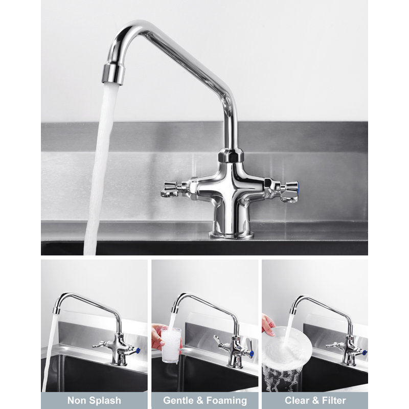 Polished Chrome Double Handle High-Arc Kitchen Faucet