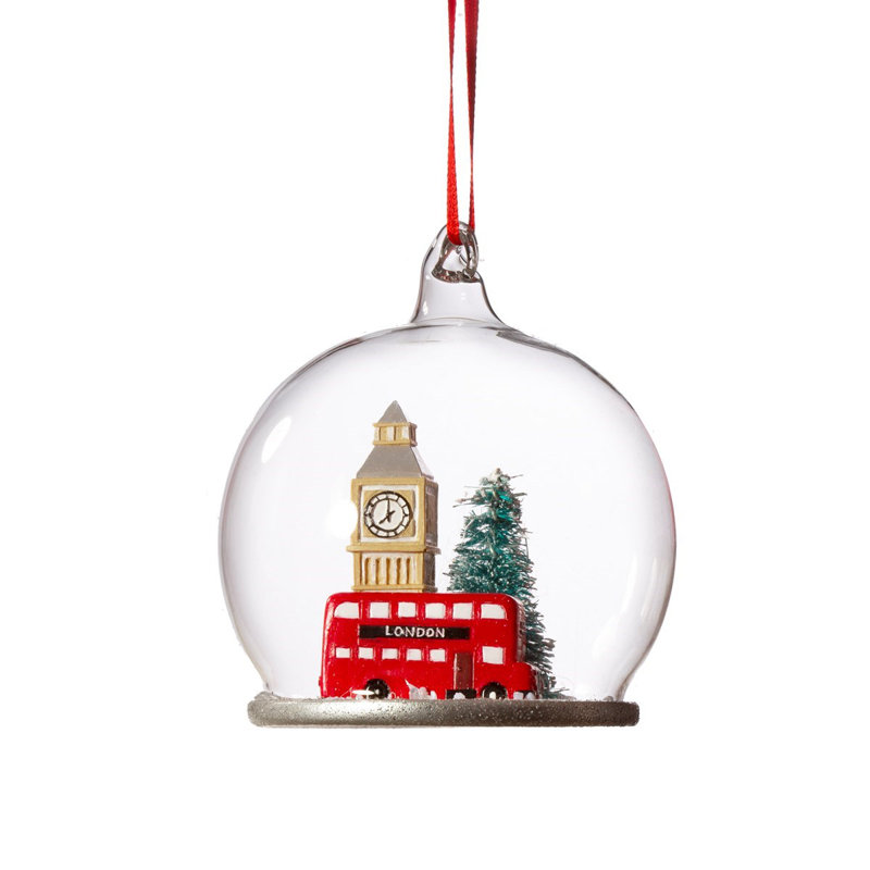 9cm Handmade Glass Lighted Bauble, 9cm x 8cm x 8 cm